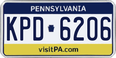 PA license plate KPD6206