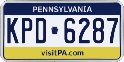 PA license plate KPD6287
