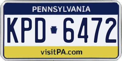 PA license plate KPD6472