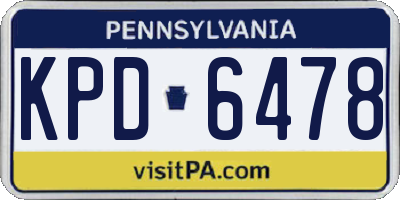 PA license plate KPD6478