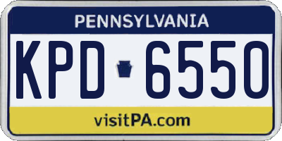 PA license plate KPD6550