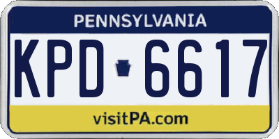 PA license plate KPD6617