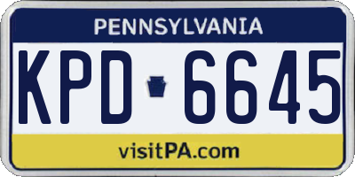 PA license plate KPD6645