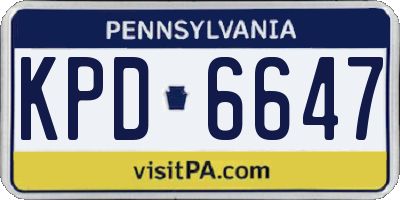 PA license plate KPD6647