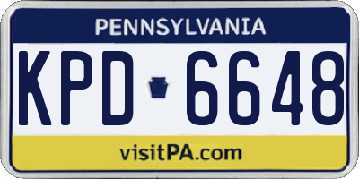 PA license plate KPD6648
