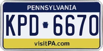 PA license plate KPD6670