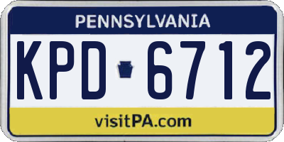 PA license plate KPD6712