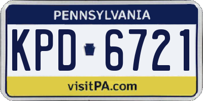 PA license plate KPD6721