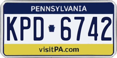 PA license plate KPD6742