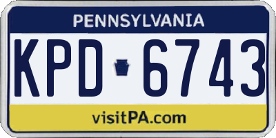 PA license plate KPD6743
