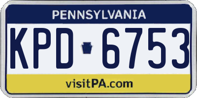 PA license plate KPD6753