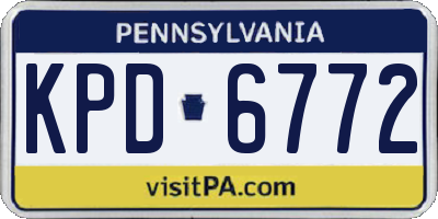 PA license plate KPD6772