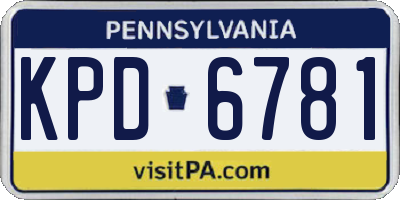 PA license plate KPD6781