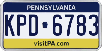 PA license plate KPD6783