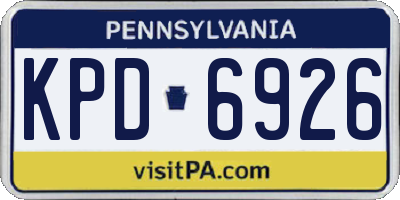 PA license plate KPD6926