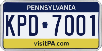 PA license plate KPD7001