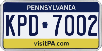 PA license plate KPD7002