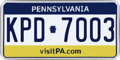 PA license plate KPD7003
