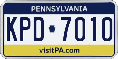 PA license plate KPD7010