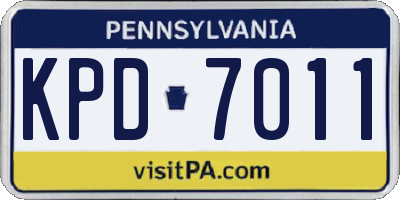 PA license plate KPD7011
