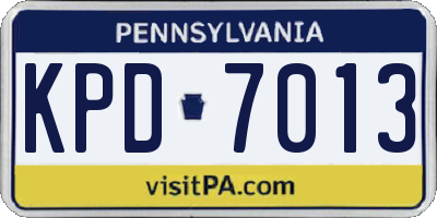 PA license plate KPD7013