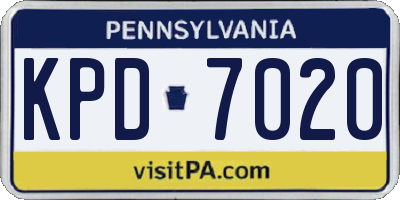 PA license plate KPD7020