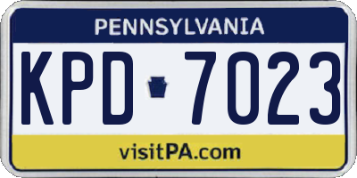 PA license plate KPD7023