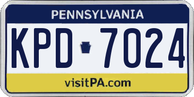 PA license plate KPD7024