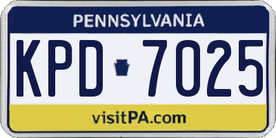 PA license plate KPD7025