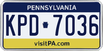 PA license plate KPD7036