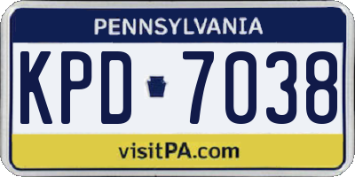 PA license plate KPD7038