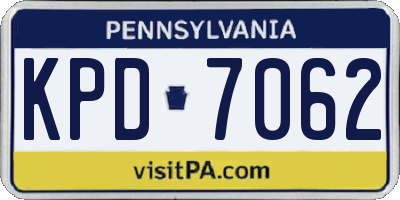 PA license plate KPD7062