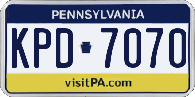 PA license plate KPD7070