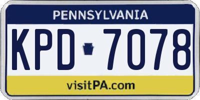 PA license plate KPD7078