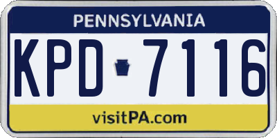 PA license plate KPD7116