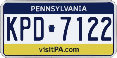 PA license plate KPD7122