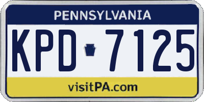 PA license plate KPD7125