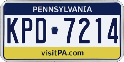 PA license plate KPD7214