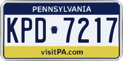 PA license plate KPD7217