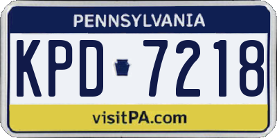 PA license plate KPD7218