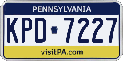 PA license plate KPD7227