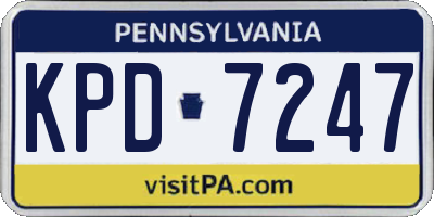 PA license plate KPD7247