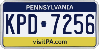 PA license plate KPD7256