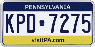 PA license plate KPD7275