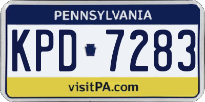 PA license plate KPD7283
