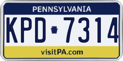 PA license plate KPD7314