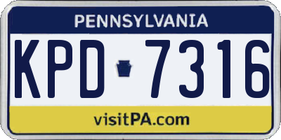 PA license plate KPD7316