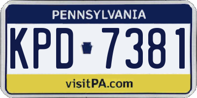 PA license plate KPD7381