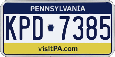 PA license plate KPD7385