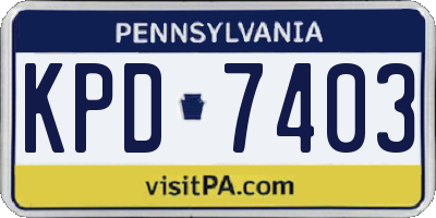 PA license plate KPD7403